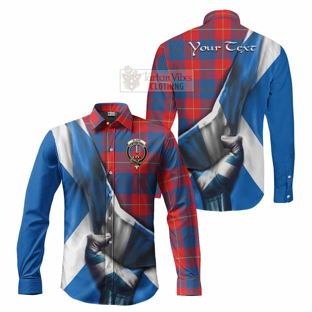 Blane Tartan Long Sleeve Button Shirt with Family Crest Scotland Patriotic Style - Tartan Vibes Clothing