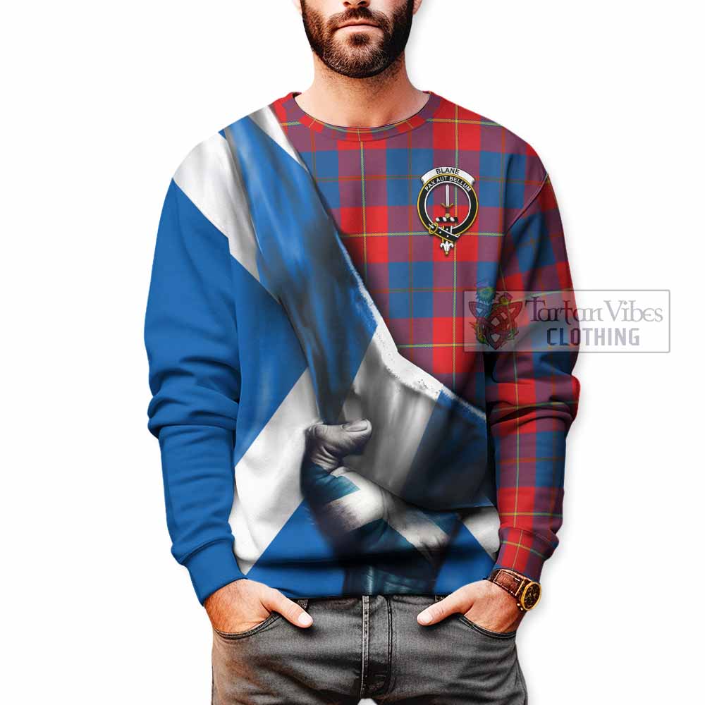 Blane Tartan Sweatshirt with Family Crest Scotland Patriotic Style - Tartan Vibes Clothing