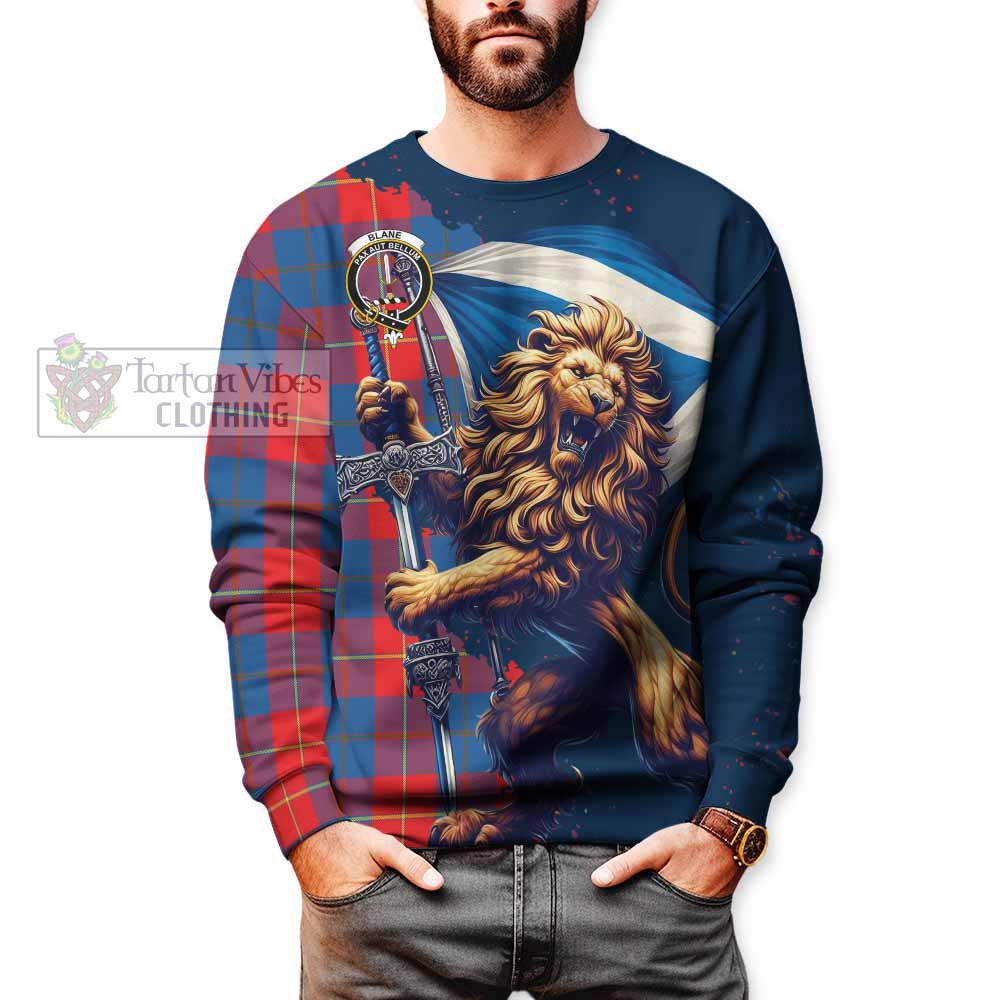 Blane Tartan Family Crest Sweatshirt with Scottish Majestic Lion - Tartan Vibes Clothing