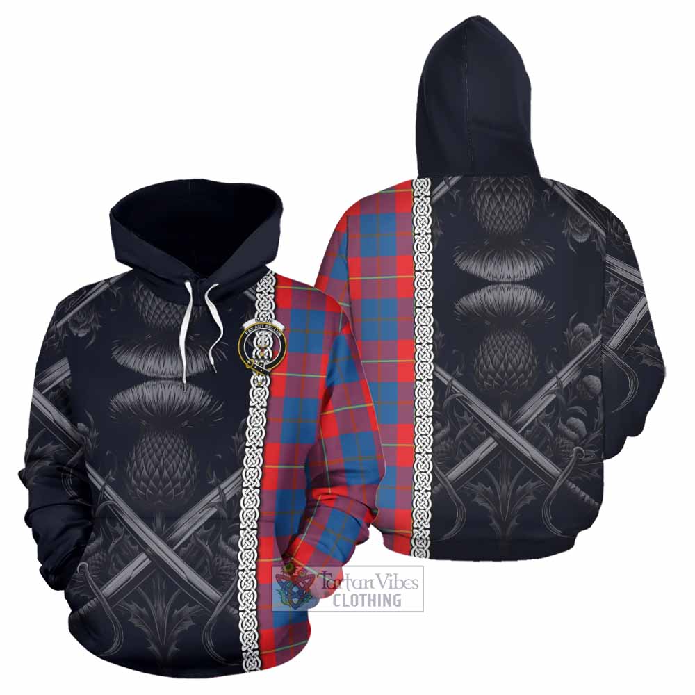 Blane Tartan Hoodie with Family Crest Cross Sword Thistle Celtic Vibes - Tartan Vibes Clothing