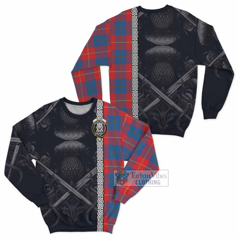 Blane Tartan Sweatshirt with Family Crest Cross Sword Thistle Celtic Vibes - Tartan Vibes Clothing