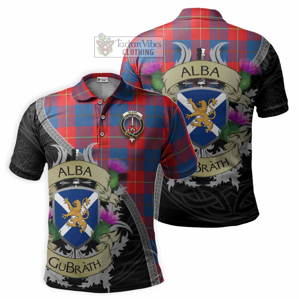 Tartan Vibes Clothing Blane Tartan Family Crest Polo Shirt Lion Rampant Royal Thistle Shield Celtic Inspired