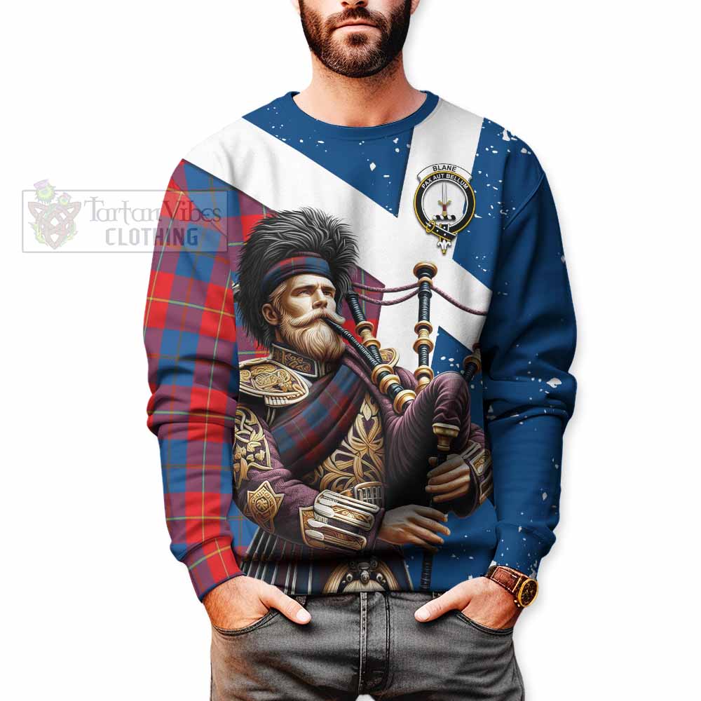 Blane Tartan Sweatshirt with Family Crest Scottish Bagpiper Vibes - Tartan Vibes Clothing