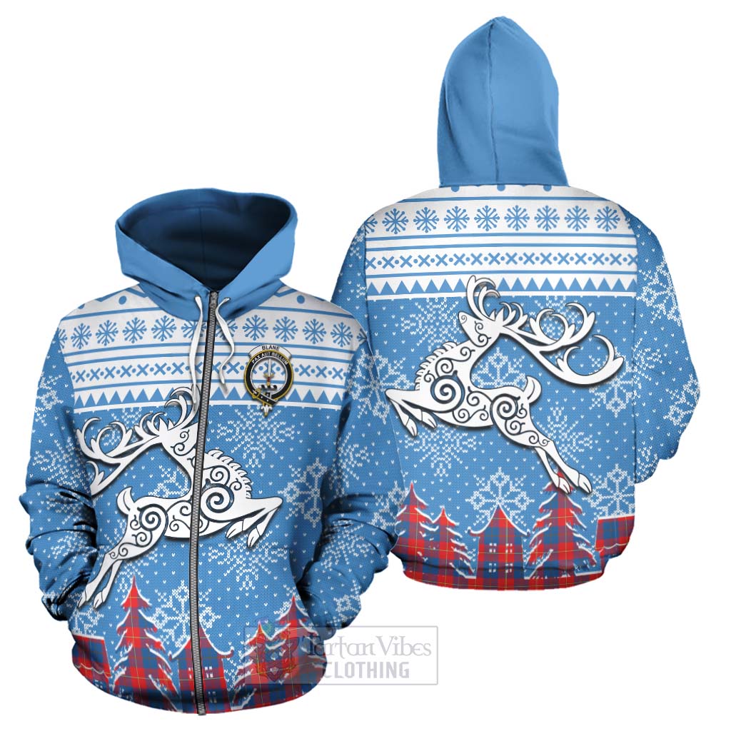 Blane Clan Christmas Hoodie Celtic Reindeer Style - Tartan Vibes Clothing
