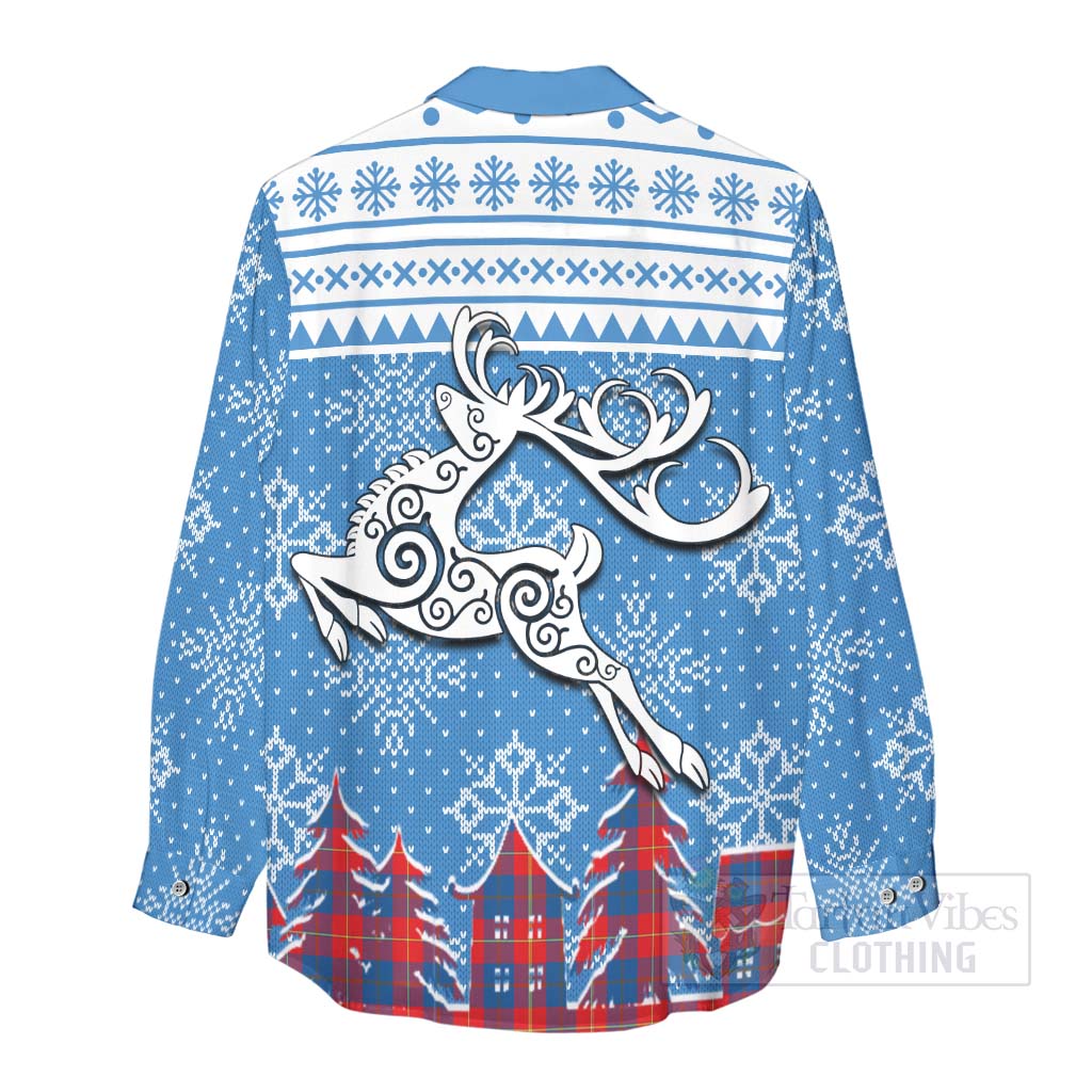 Blane Clan Christmas Women's Casual Shirt Celtic Reindeer Style - Tartan Vibes Clothing