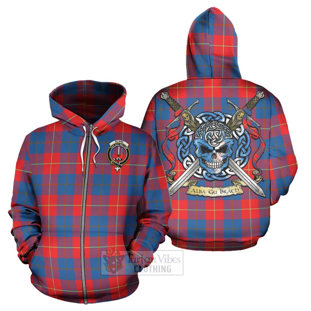 Blane Tartan Hoodie with Family Crest Celtic Skull Style - Tartan Vibes Clothing