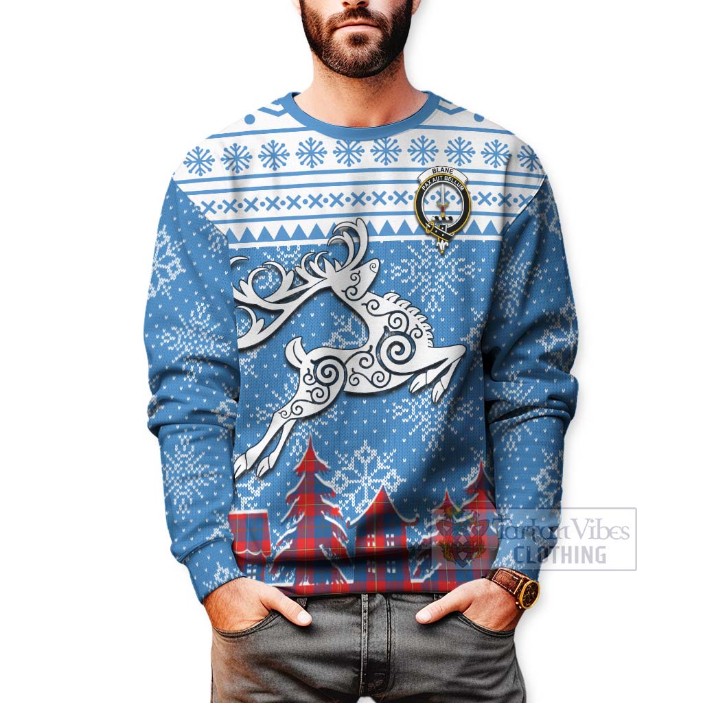 Blane Clan Christmas Sweatshirt Celtic Reindeer Style - Tartan Vibes Clothing