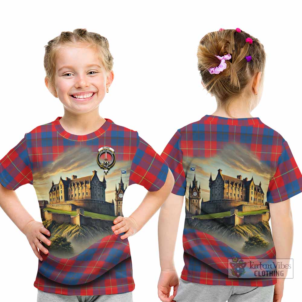 Blane Tartan Family Crest Kid T-Shirt with Scottish Ancient Castle Style - Tartan Vibes Clothing