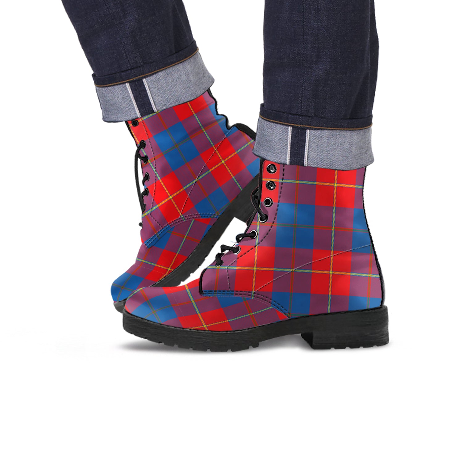 Blane Tartan Leather Boots - Tartanvibesclothing
