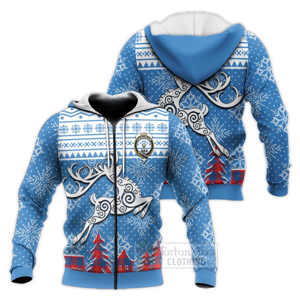 Blane Clan Christmas Knitted Hoodie Celtic Reindeer Style Unisex - Tartan Vibes Clothing