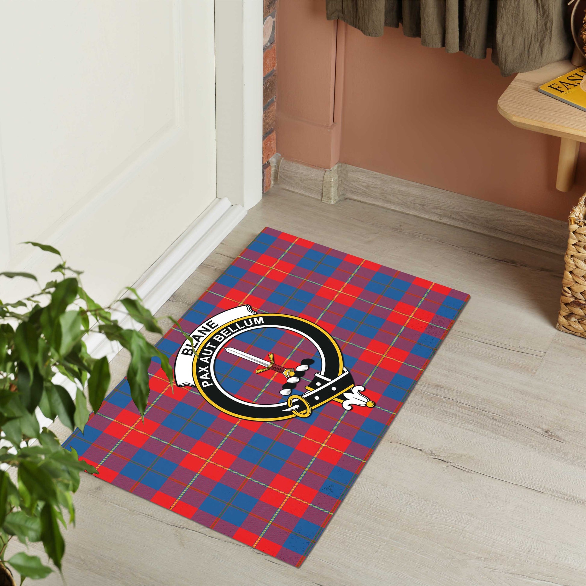 Blane Tartan Rubber Doormat with Family Crest - Tartan Vibes Clothing