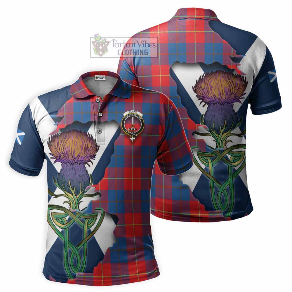 Tartan Vibes Clothing Blane Tartan Family Crest Polo Shirt Scottish Thistle Celtic Inspired