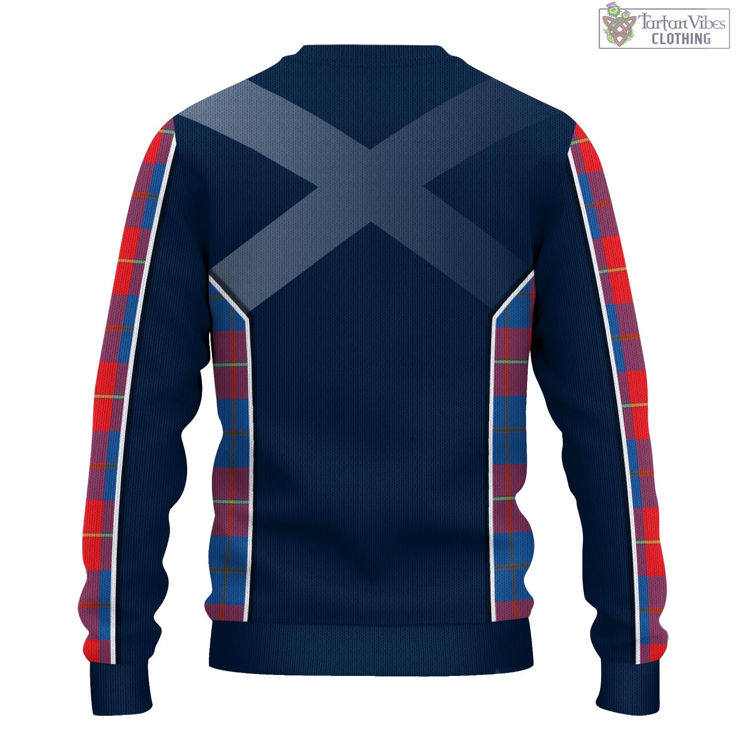 Tartan Vibes Clothing Blane Tartan Knitted Sweatshirt with Family Crest and Scottish Thistle Vibes Sport Style