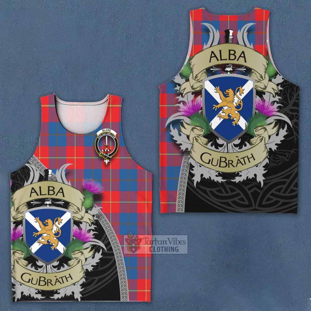 Blane Tartan Family Crest Men's Tank Top Lion Rampant Royal Thistle Shield Celtic Inspired - Tartan Vibes Clothing