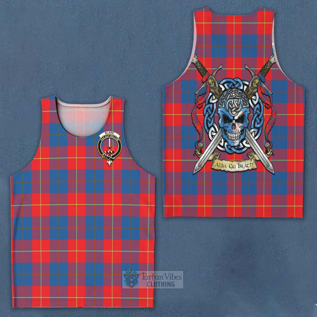 Blane Tartan Men's Tank Top with Family Crest Celtic Skull Style - Tartan Vibes Clothing