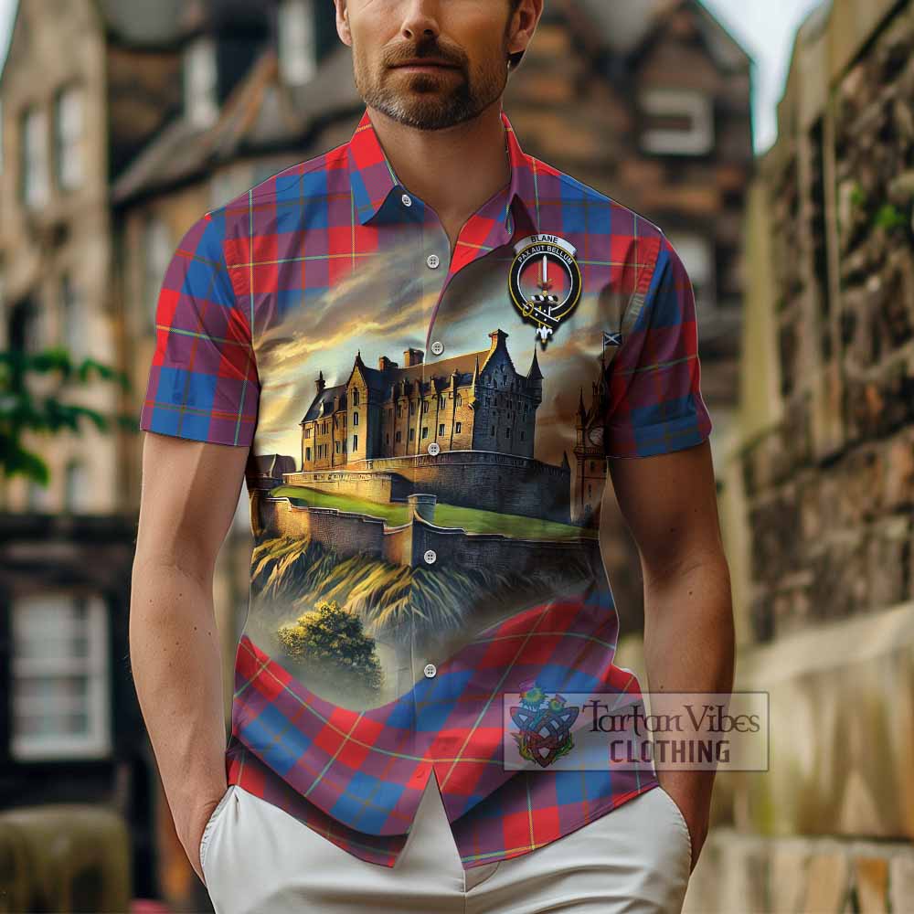 Blane Tartan Family Crest Hawaiian Shirt with Scottish Ancient Castle Style - Tartan Vibes Clothing