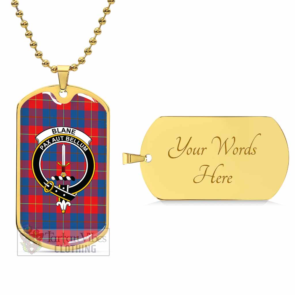 Blane Tartan Dog Tag Necklace with Family Crest Gold Yes - Tartan Vibes Clothing