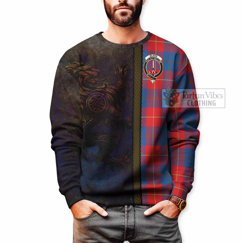 Blane Tartan Family Crest Sweatshirt Alba Gu Brath Be Brave Lion Ancient Style - Tartan Vibes Clothing