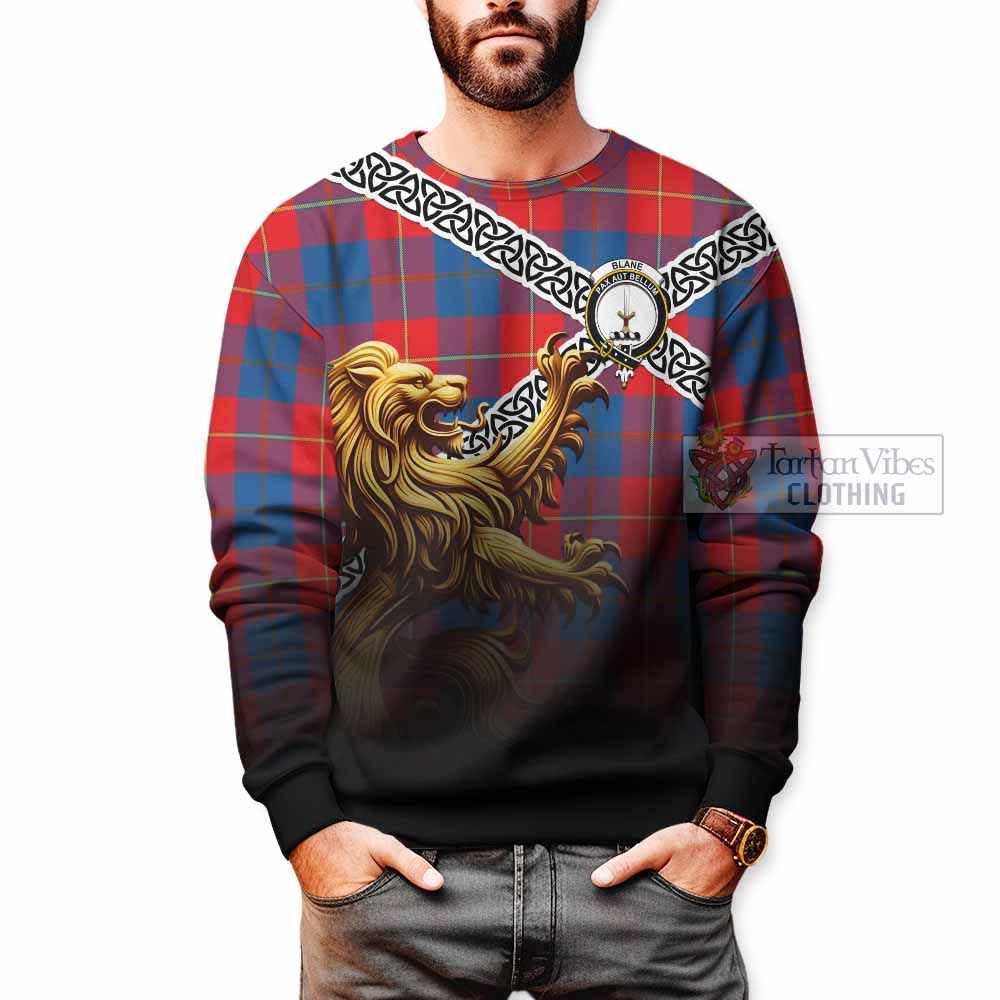 Blane Crest Tartan Sweatshirt with Golden Lion Emblem Celtic Style - Tartan Vibes Clothing