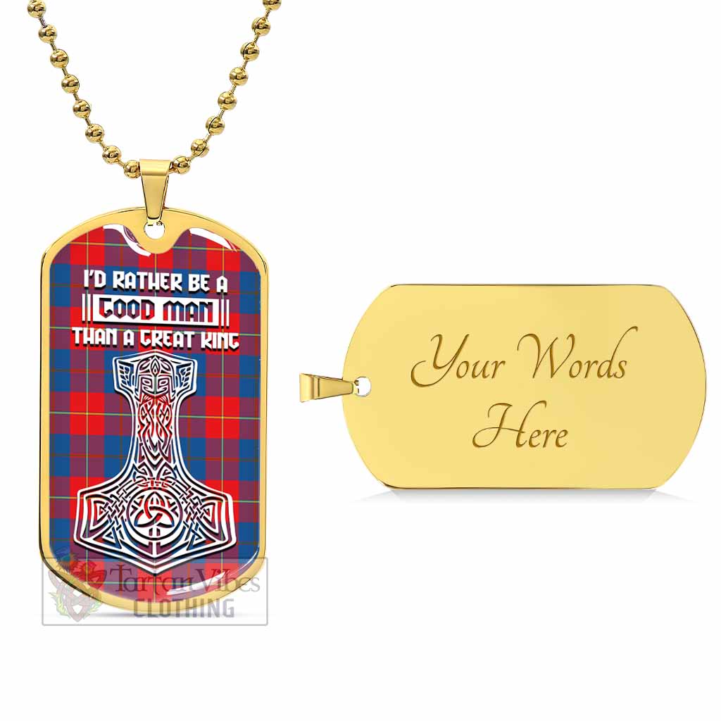 Blane Tartan Dog Tag Necklace Viking Mjolnir Style Gold Yes - Tartan Vibes Clothing