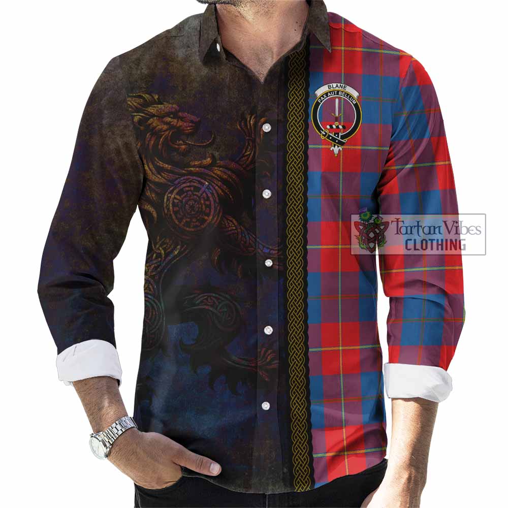 Blane Tartan Family Crest Long Sleeve Button Shirt Alba Gu Brath Be Brave Lion Ancient Style - Tartan Vibes Clothing