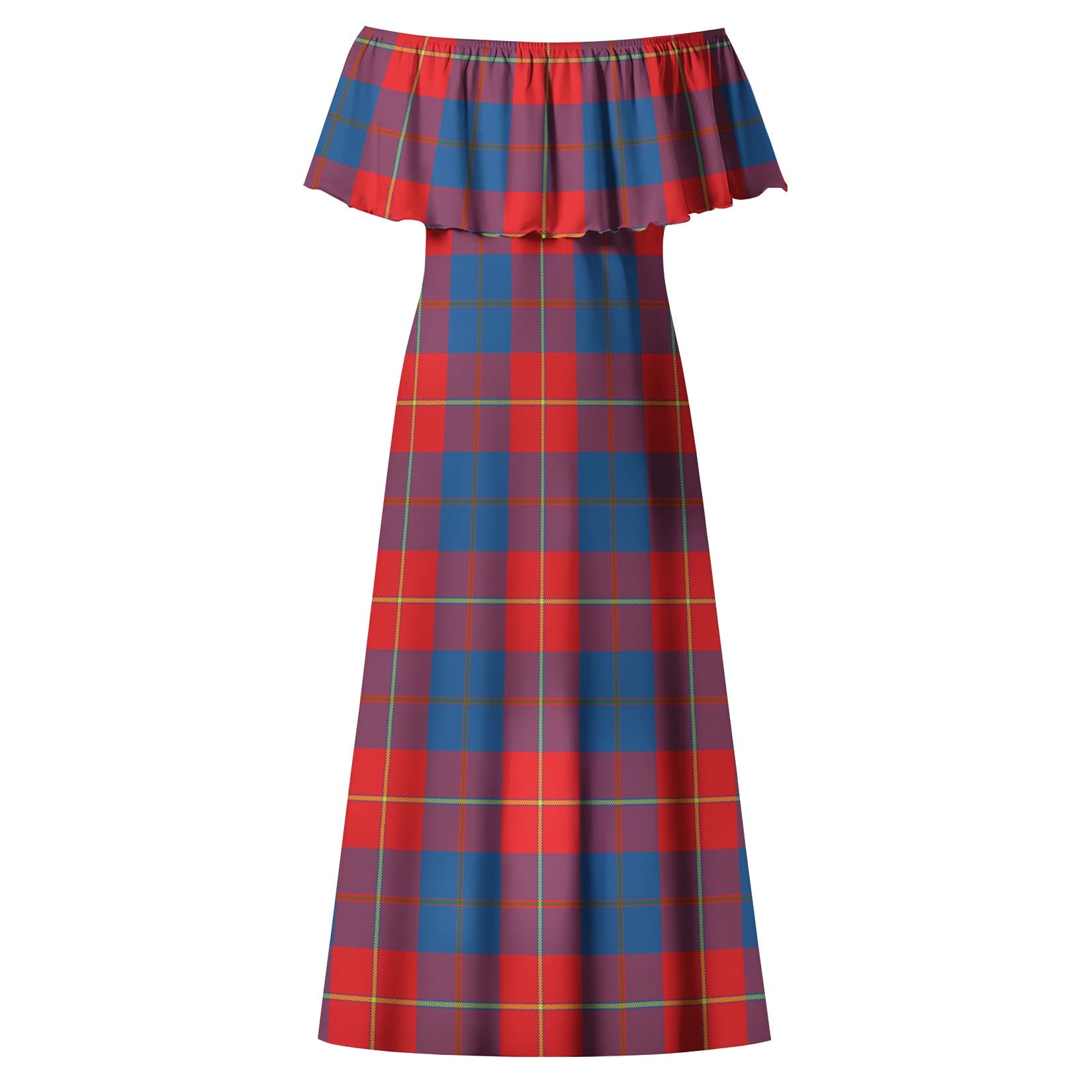 Blane Tartan Off Shoulder Long Dress - Tartan Vibes Clothing