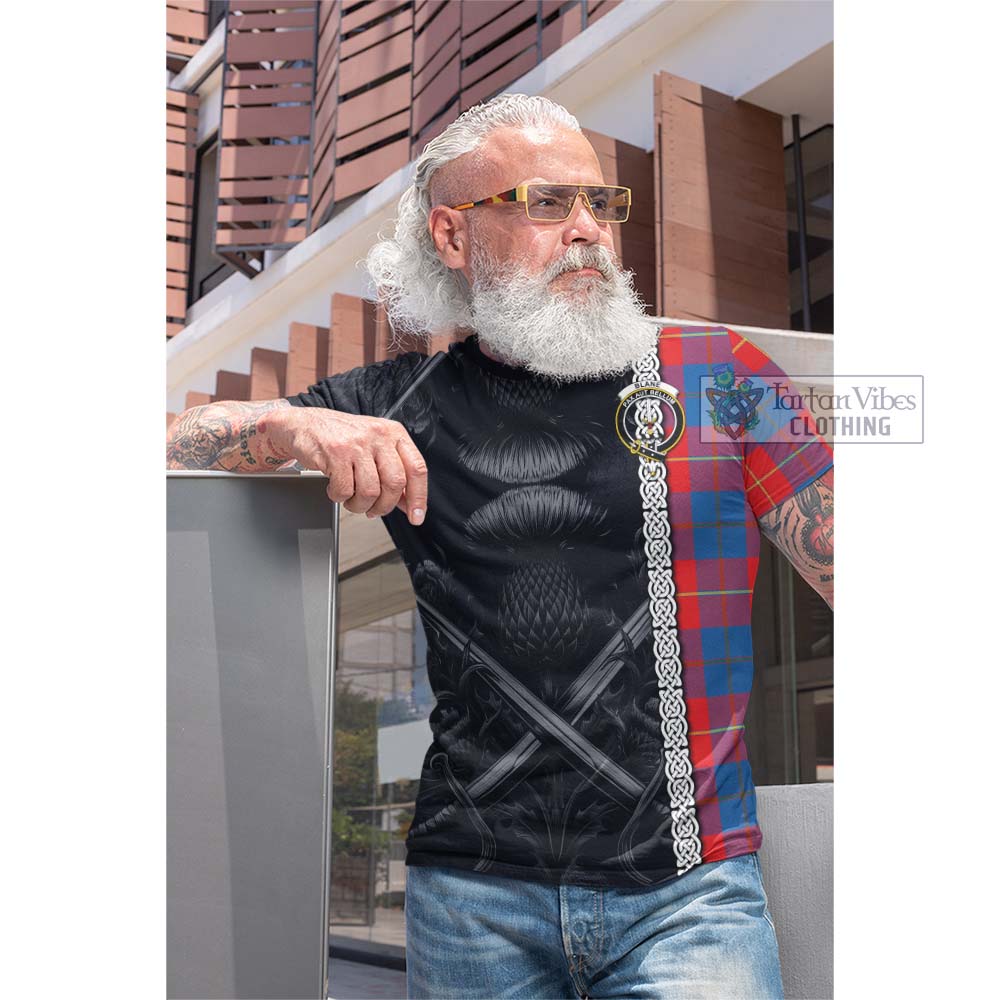 Blane Tartan Cotton T-shirt with Family Crest Cross Sword Thistle Celtic Vibes - Tartan Vibes Clothing
