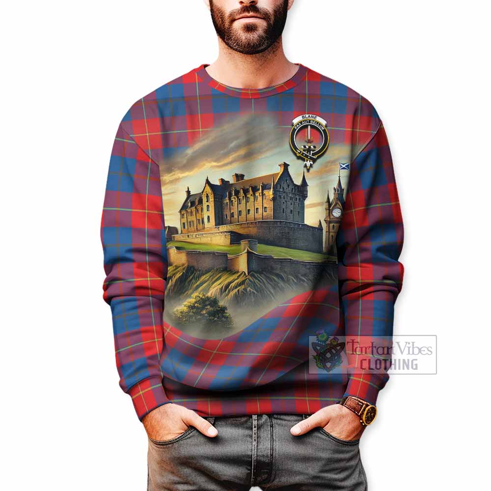 Blane Tartan Family Crest Sweatshirt with Scottish Ancient Castle Style - Tartan Vibes Clothing