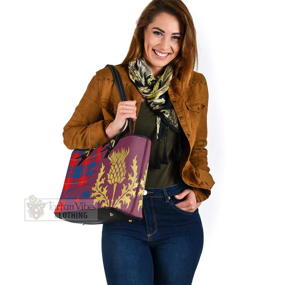 Blane Tartan Leather Tote Bag Gold Thistle Style - Tartan Vibes Clothing