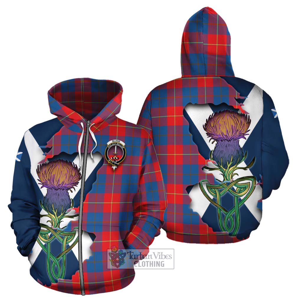 Tartan Vibes Clothing Blane Tartan Family Crest Cotton Hoodie Scottish Thistle Celtic Inspired