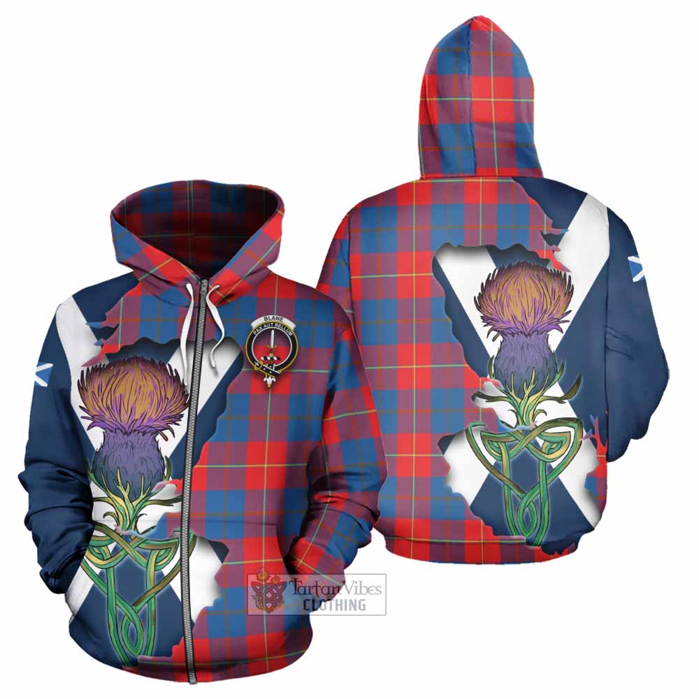 Tartan Vibes Clothing Blane Tartan Family Crest Hoodie Scottish Thistle Celtic Inspired