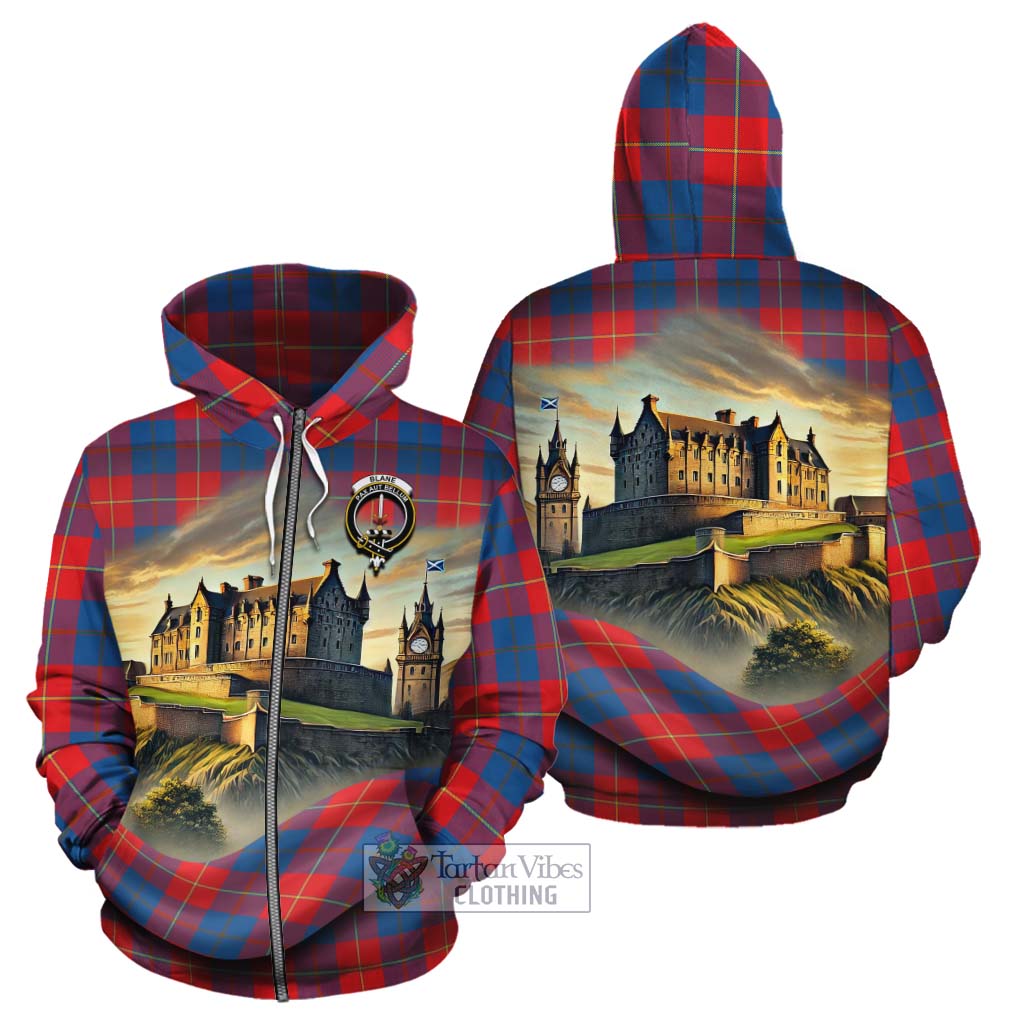 Blane Tartan Family Crest Cotton Hoodie with Scottish Ancient Castle Style Zip Hoodie - Tartan Vibes Clothing