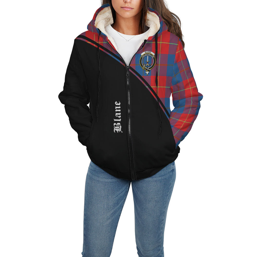 Blane Tartan Sherpa Hoodie with Family Crest Curve Style - Tartanvibesclothing