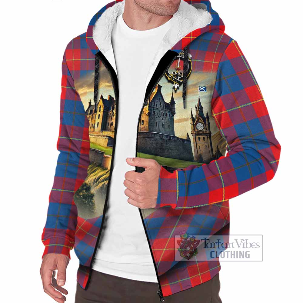 Blane Tartan Family Crest Sherpa Hoodie with Scottish Ancient Castle Style - Tartan Vibes Clothing