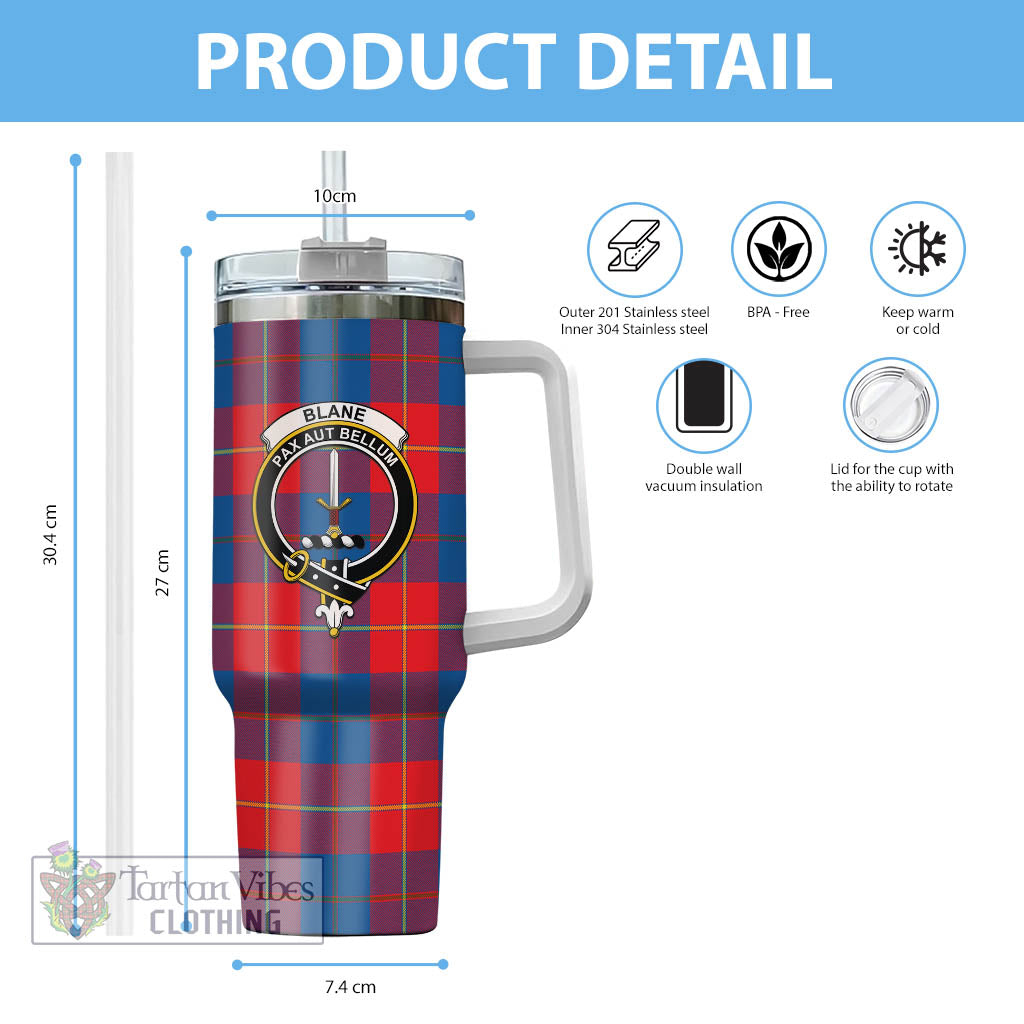 Blane Tartan Tumbler with Handle with Family Crest - Tartan Vibes Clothing
