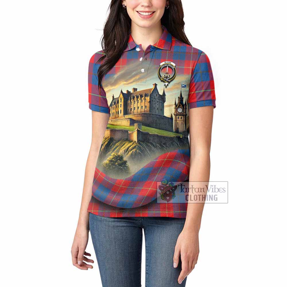 Blane Tartan Family Crest Women's Polo Shirt with Scottish Ancient Castle Style - Tartan Vibes Clothing