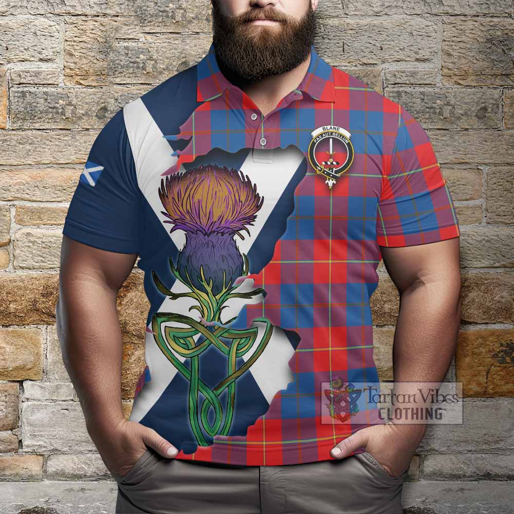 Tartan Vibes Clothing Blane Tartan Family Crest Polo Shirt Scottish Thistle Celtic Inspired