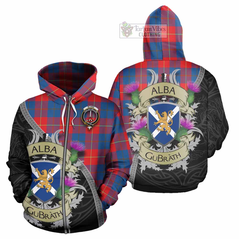 Blane Tartan Family Crest Hoodie Lion Rampant Royal Thistle Shield Celtic Inspired Zip Hoodie - Tartan Vibes Clothing