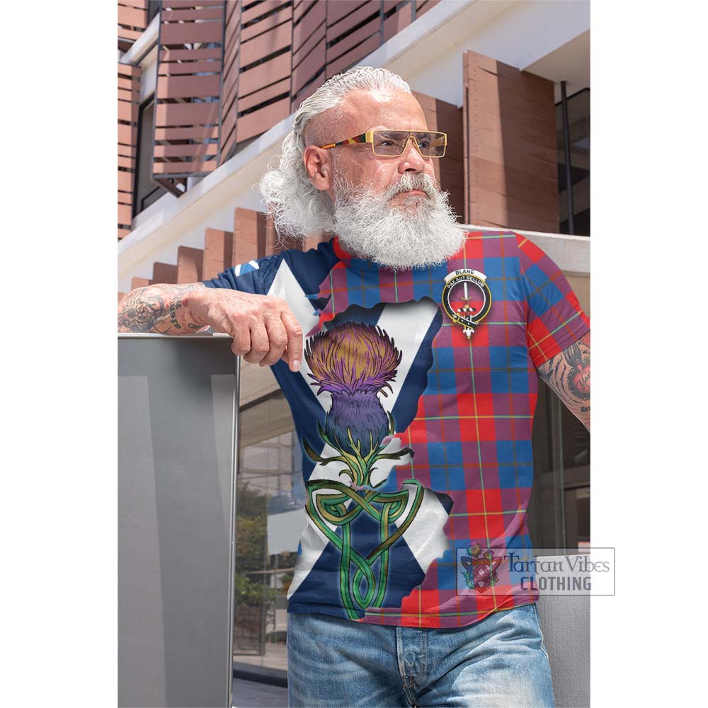 Tartan Vibes Clothing Blane Tartan Family Crest Cotton T-shirt Scottish Thistle Celtic Inspired