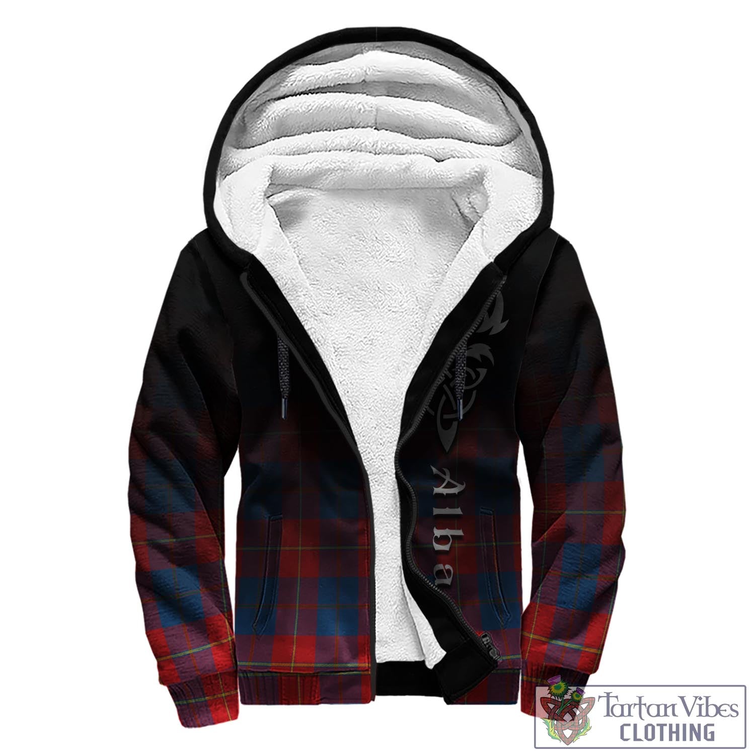 Blane Tartan Sherpa Hoodie Featuring Alba Gu Brath Family Crest Celtic Inspired - Tartan Vibes Clothing