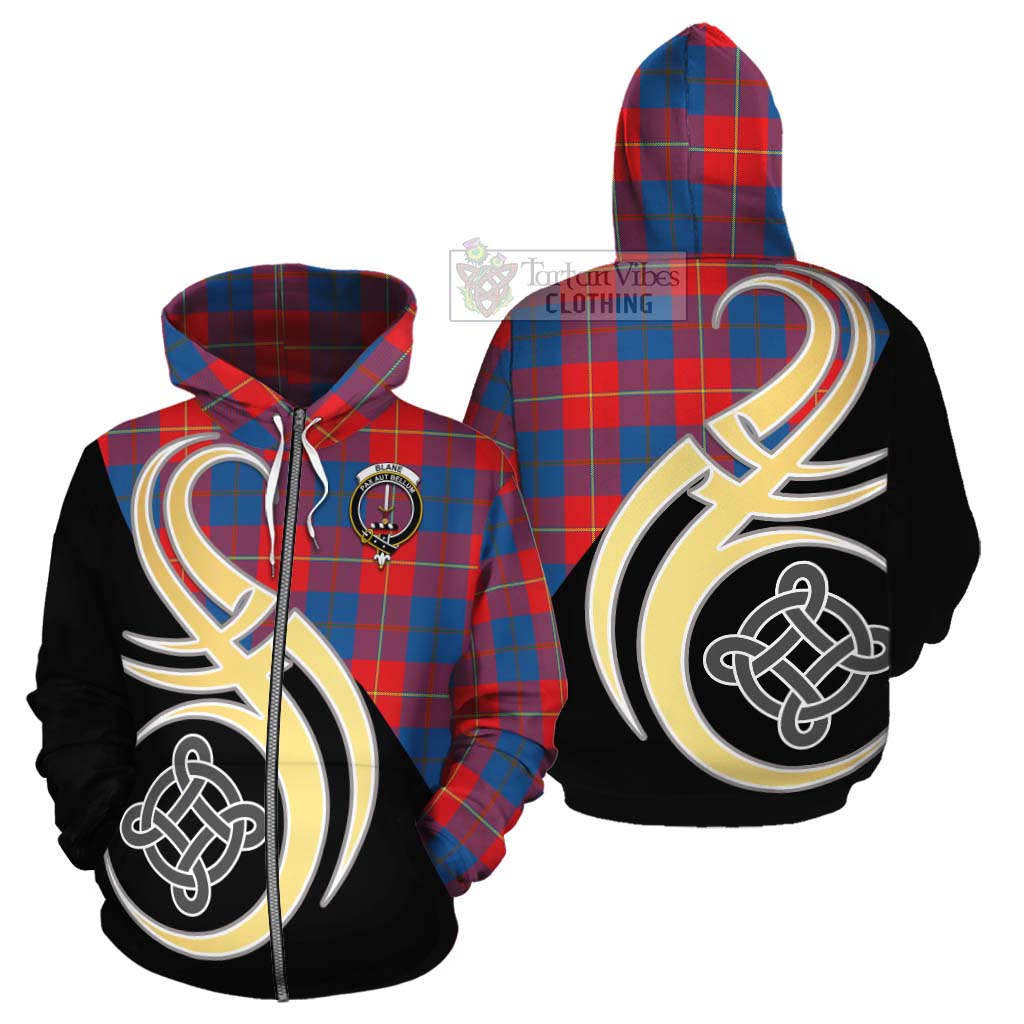 Blane Tartan Cotton Hoodie with Family Crest and Celtic Symbol Style - Tartan Vibes Clothing