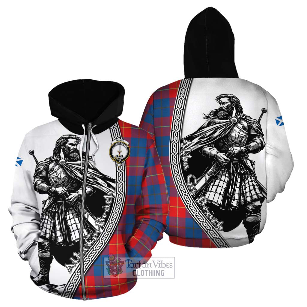 Blane Tartan Clan Crest Cotton Hoodie with Highlander Warrior Celtic Style - Tartan Vibes Clothing