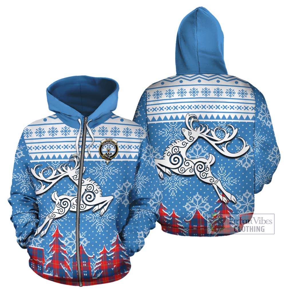 Blane Clan Christmas Cotton Hoodie Celtic Reindeer Style - Tartan Vibes Clothing