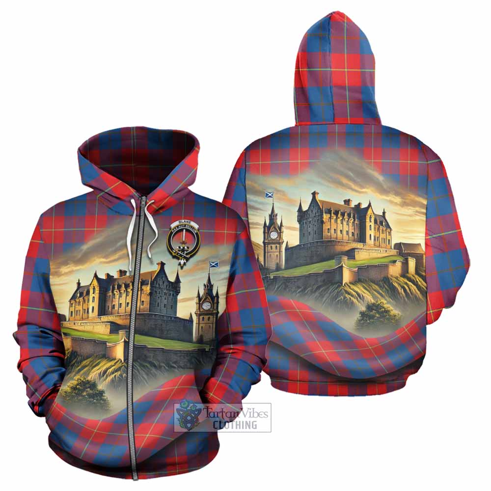 Blane Tartan Family Crest Hoodie with Scottish Ancient Castle Style Zip Hoodie - Tartan Vibes Clothing