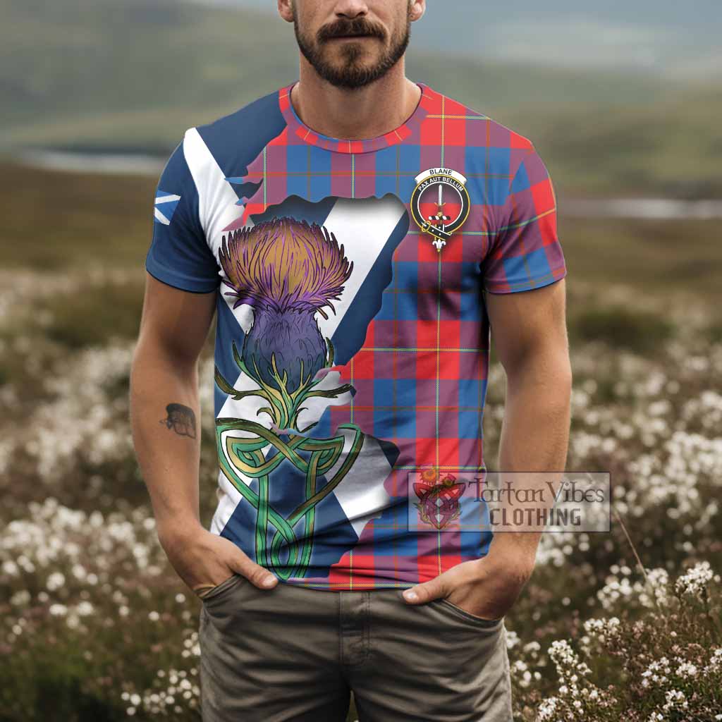Tartan Vibes Clothing Blane Tartan Family Crest T-Shirt Scottish Thistle Celtic Inspired