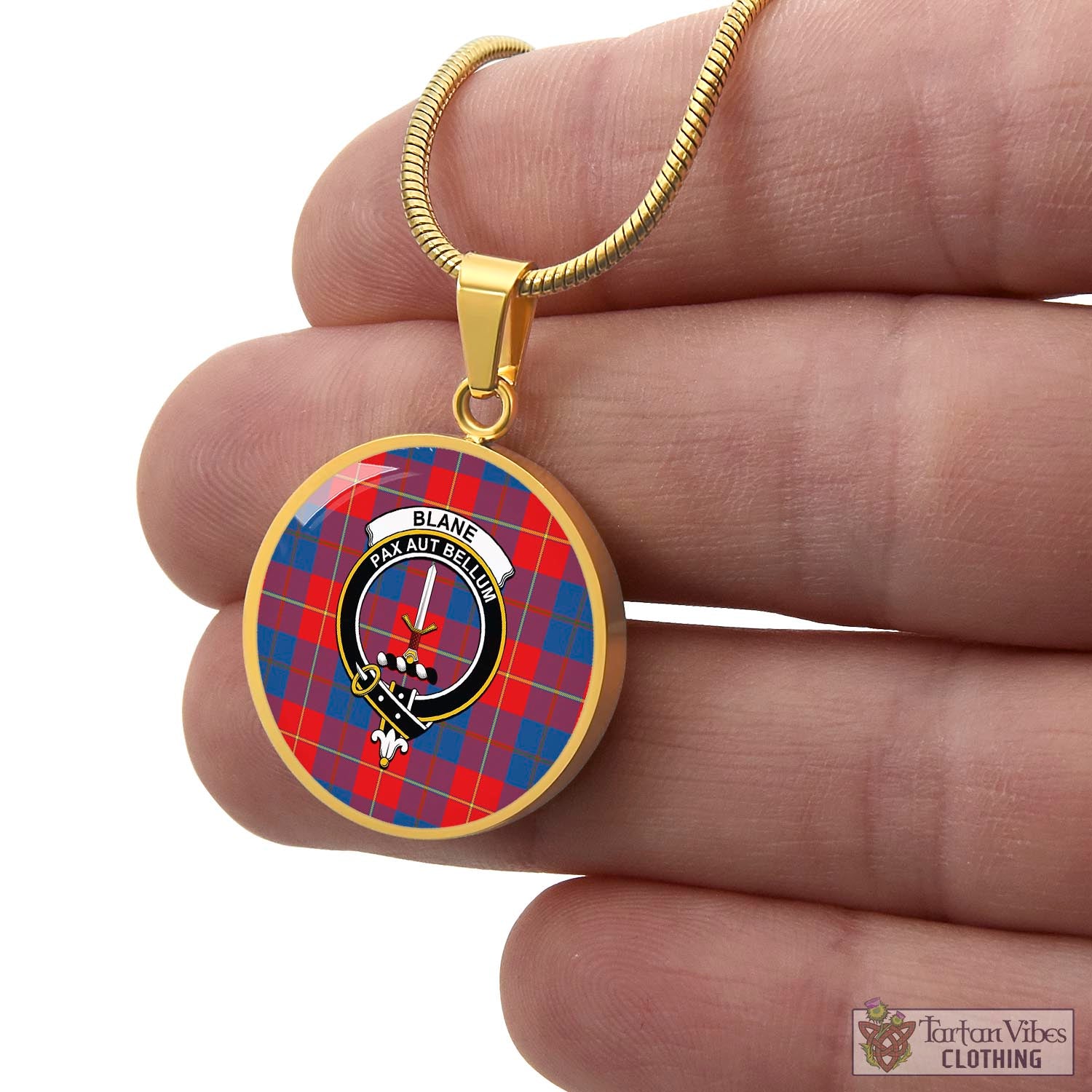 Blane Tartan Circle Necklace with Family Crest - Tartan Vibes Clothing