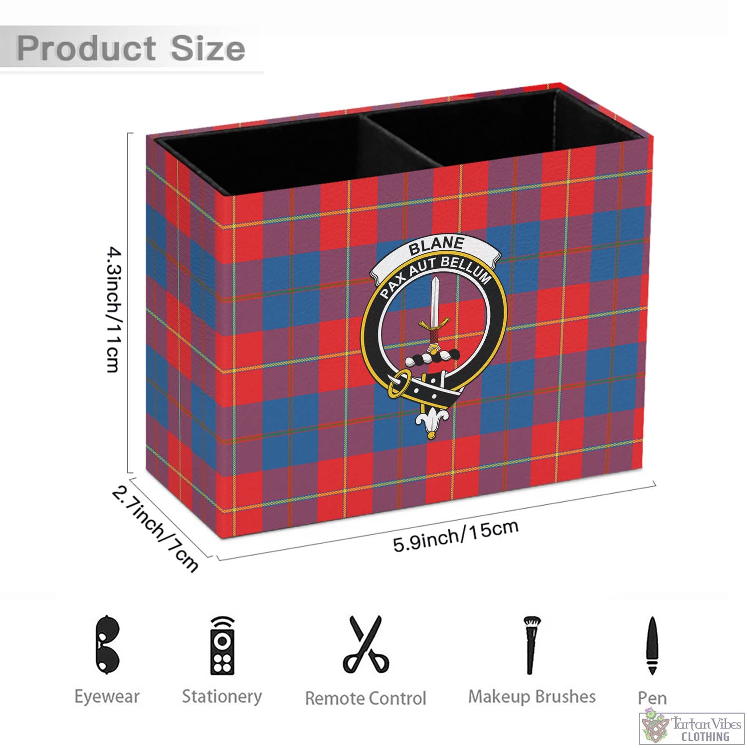 Blane Tartan Pen Holder with Family Crest - Tartan Vibes Clothing