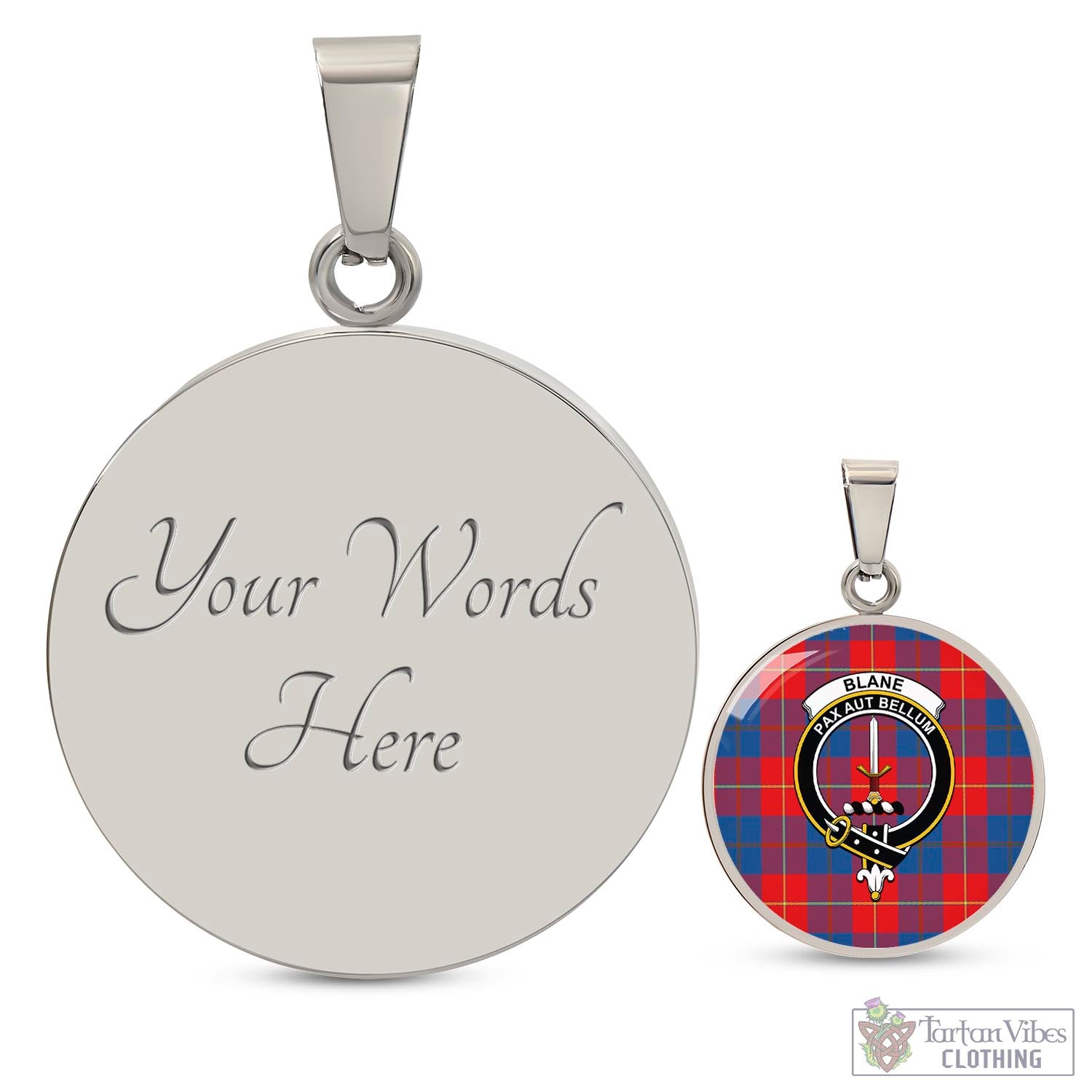 Blane Tartan Circle Necklace with Family Crest Luxury Necklace (Silver) Yes - Tartan Vibes Clothing