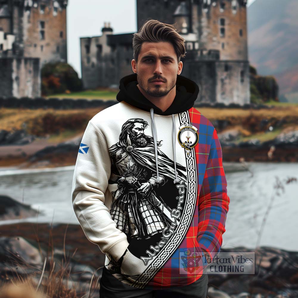 Blane Tartan Clan Crest Cotton Hoodie with Highlander Warrior Celtic Style - Tartan Vibes Clothing