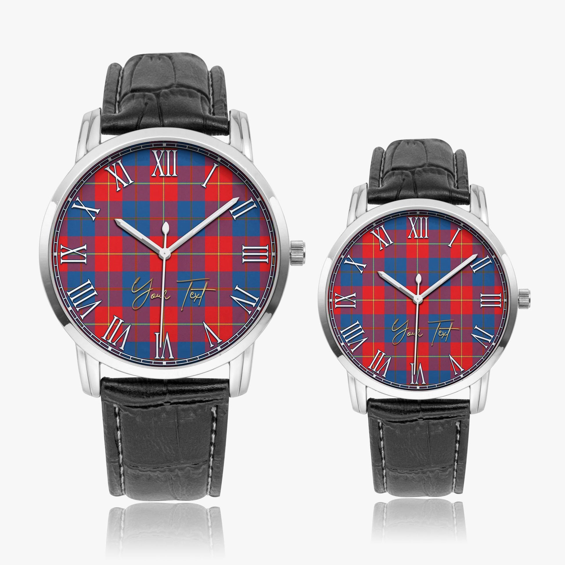 Blane Tartan Personalized Your Text Leather Trap Quartz Watch - Tartan Vibes Clothing